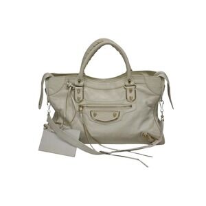BALENCIAGA THE CITY Bag White Leather